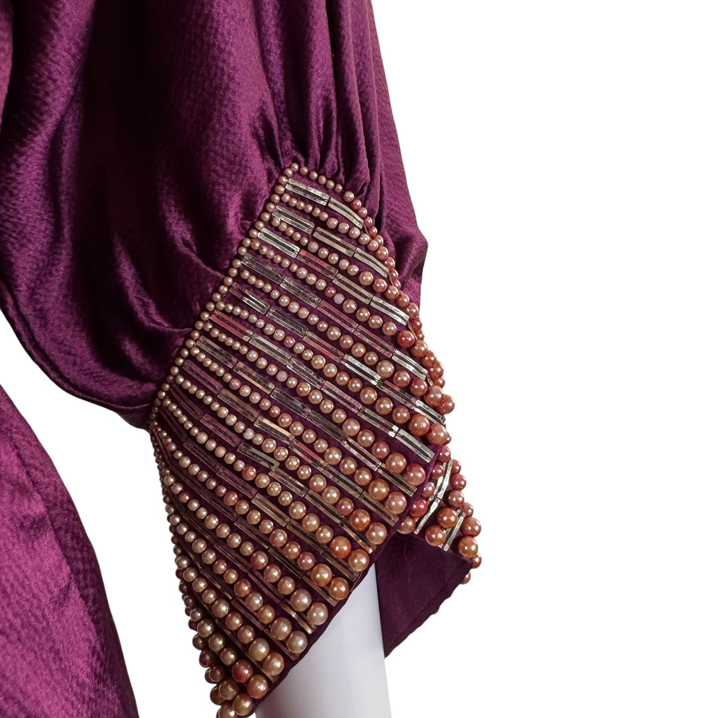 Roberto Cavalli Purple Silk Beaded Sleeve Dolman Blouse