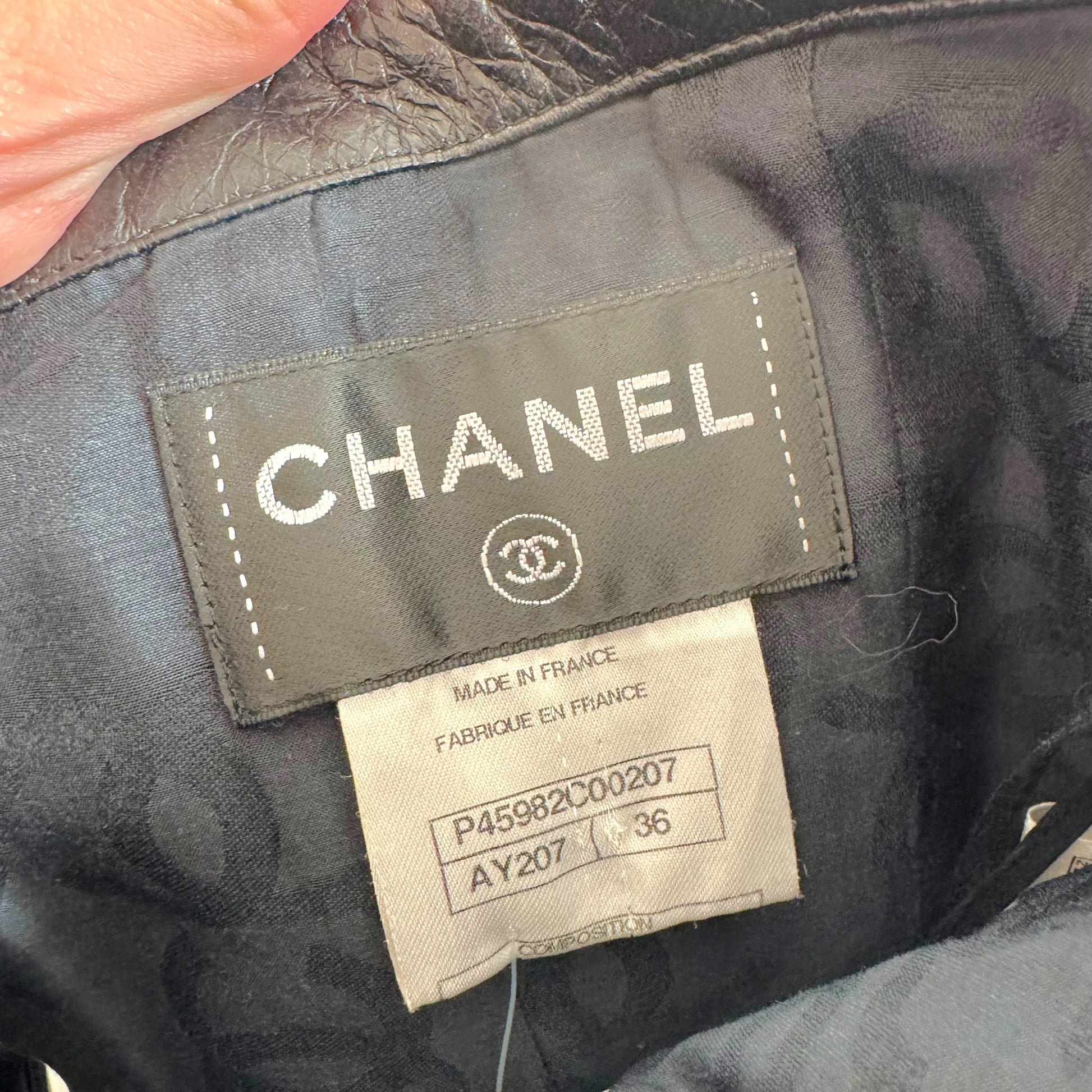 Chanel Black Lambskin Leather A-Line Mini Dress