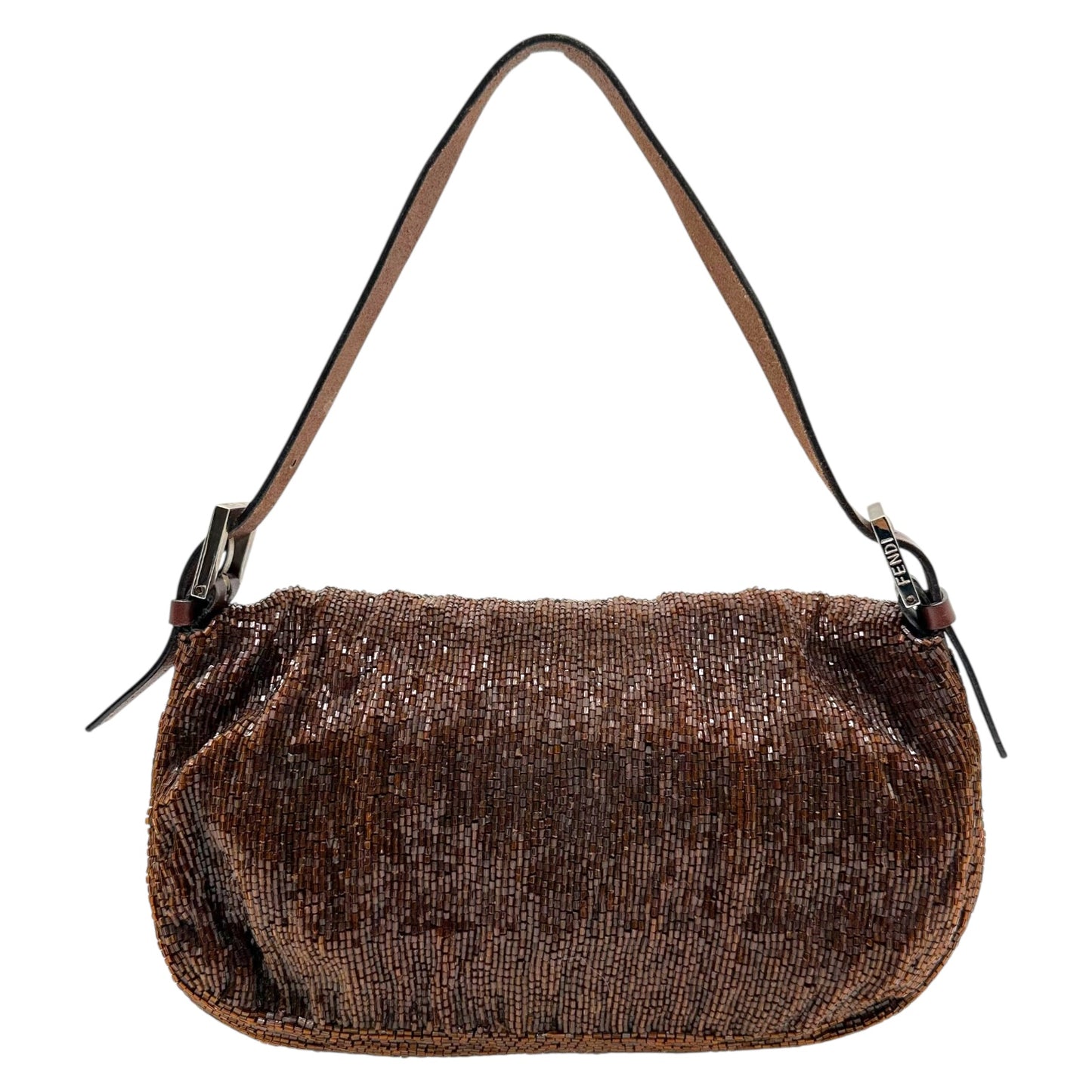 Fendi Brown Beaded Baguette Bag
