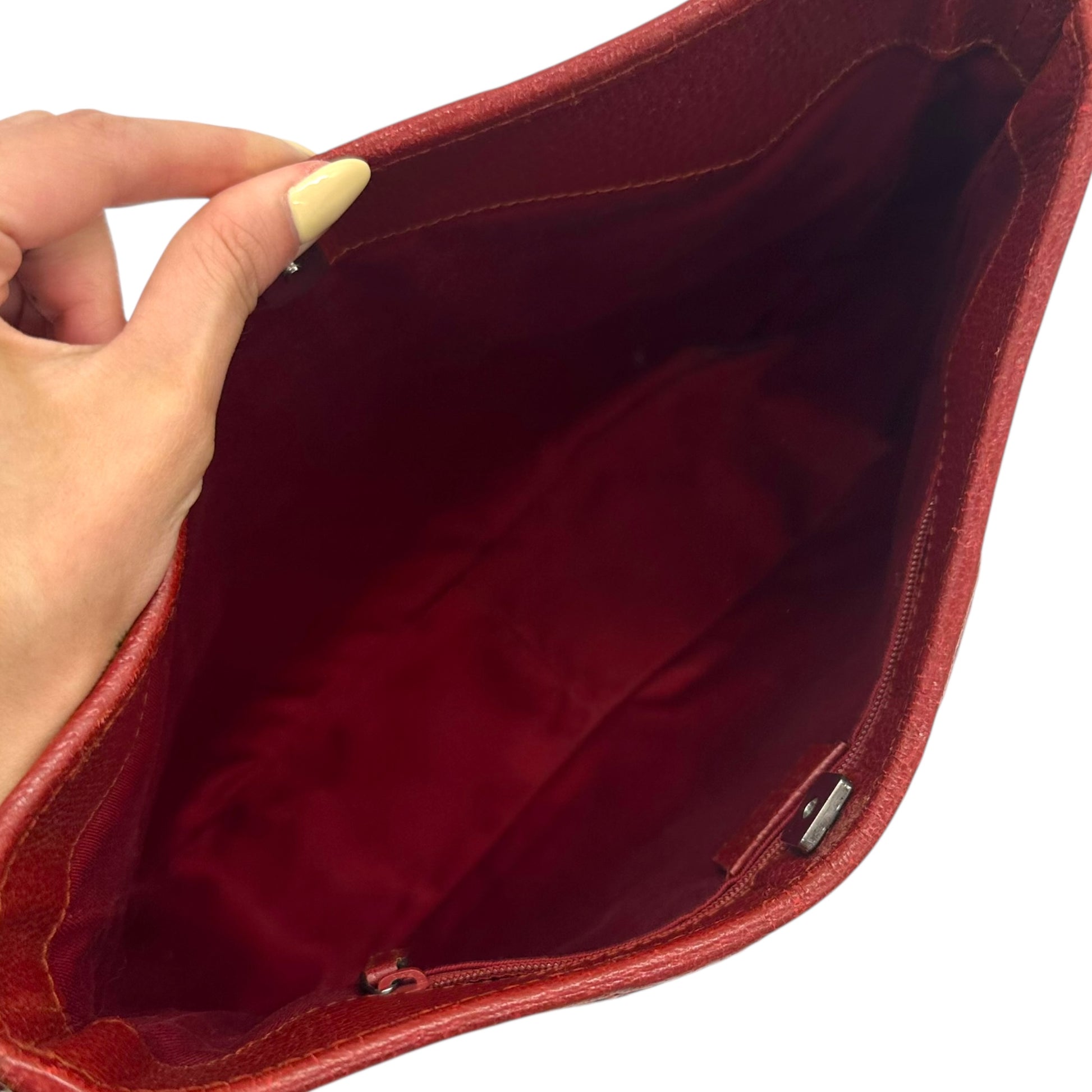 Gucci Red Monogram Leather Trim Shoulder Bag - Outfit Repeater