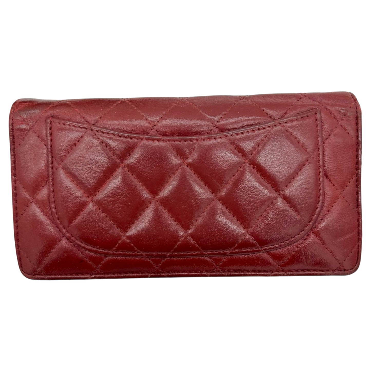 Chanel Burgundy Leather Quilted Long Wallet