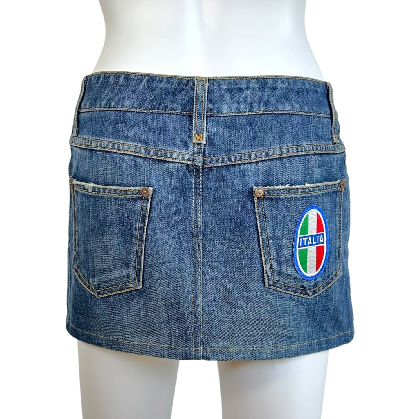 Dolce & Gabbana Mini Denim Skirt Blue Wash Italia Patch