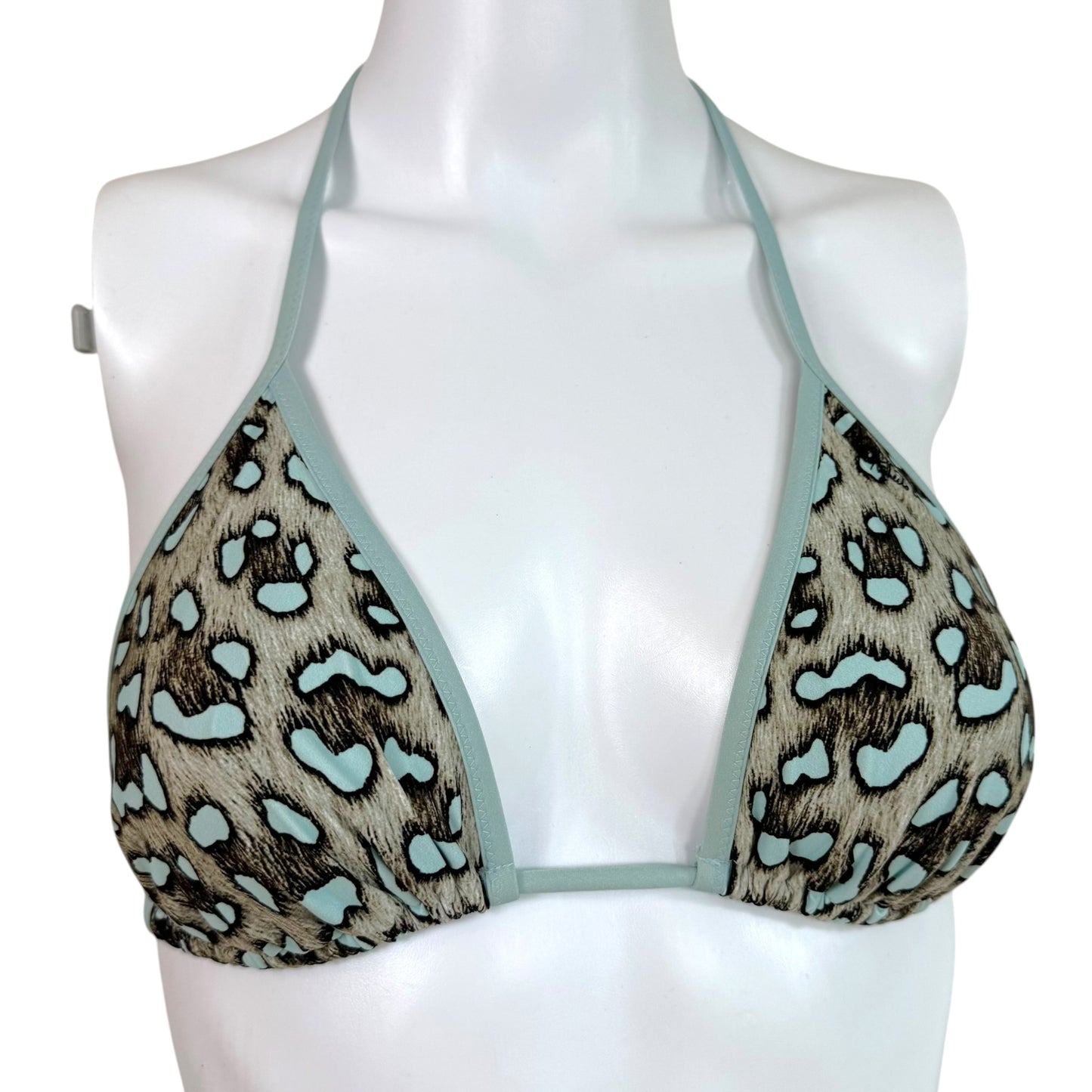 Roberto Cavalli Light Blue & Gray Leopard Print Bikini Set NEW