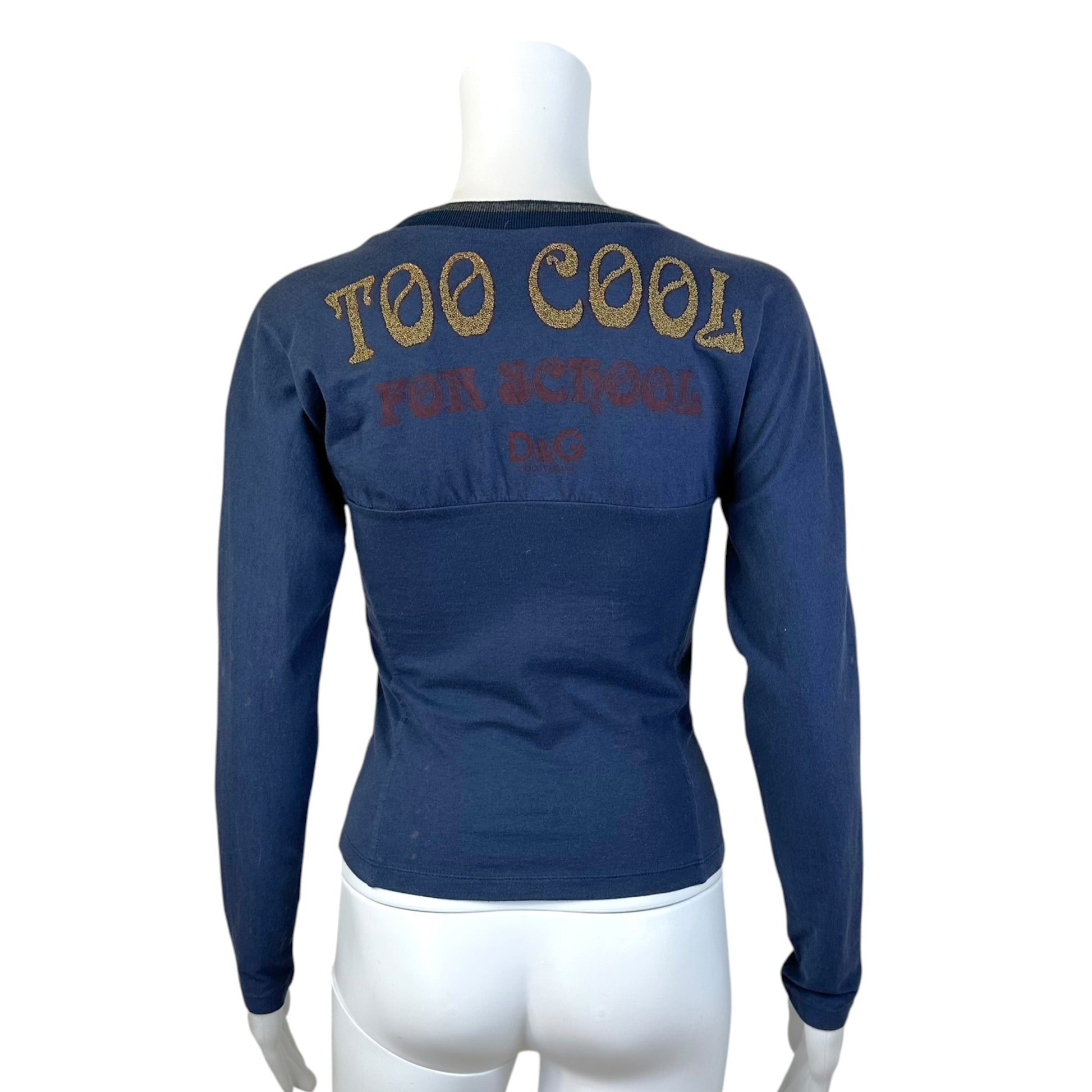 D&G Navy Blue Lace Up Long Sleeve T-Shirt