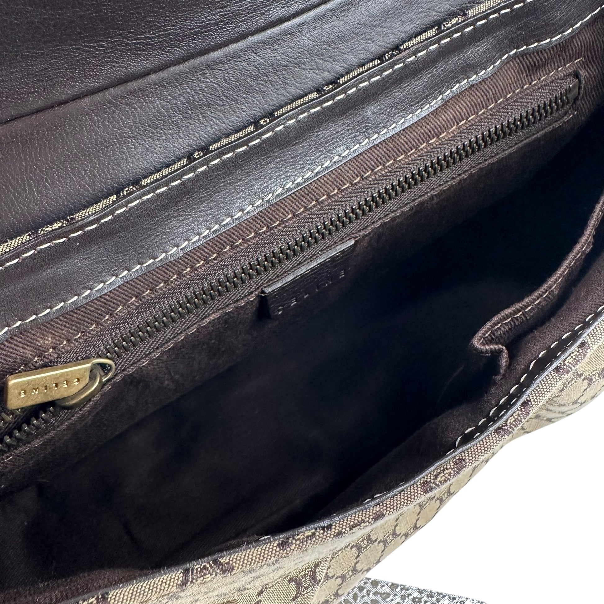 Celine Tan Triomphe Monogram Buckle Shoulder Bag - Outfit Repeater