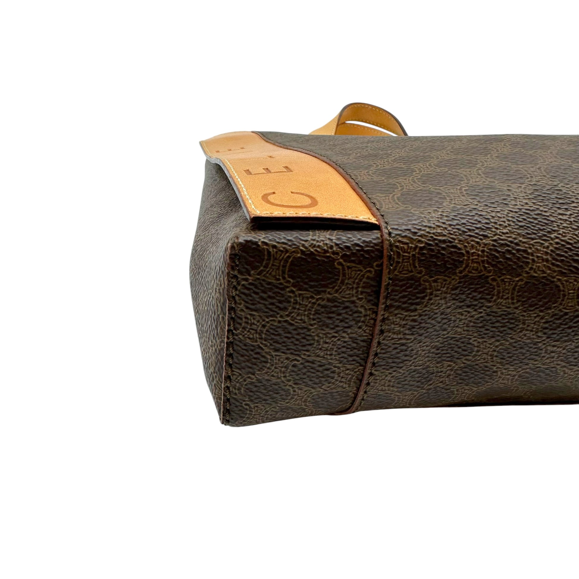 Celine Brown Triomphe Monogram Tote Handbag