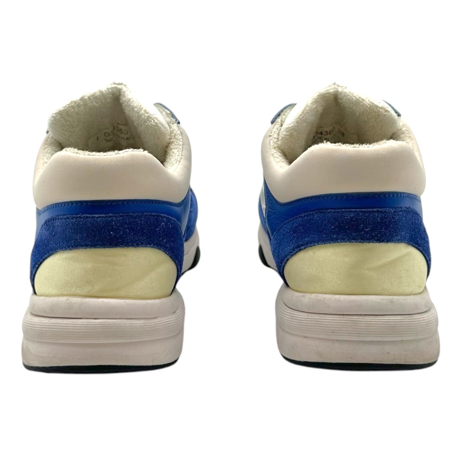 Chanel Cobalt Blue Butter Yellow Logo Sneakers
