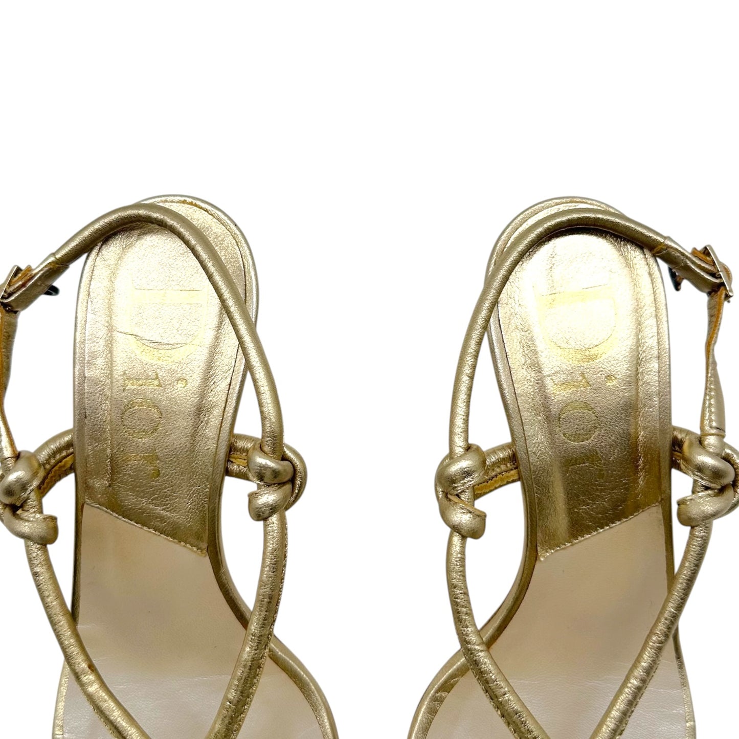 Christian Dior Gold & Tortoise Kitten Heel Thong Flip Flops