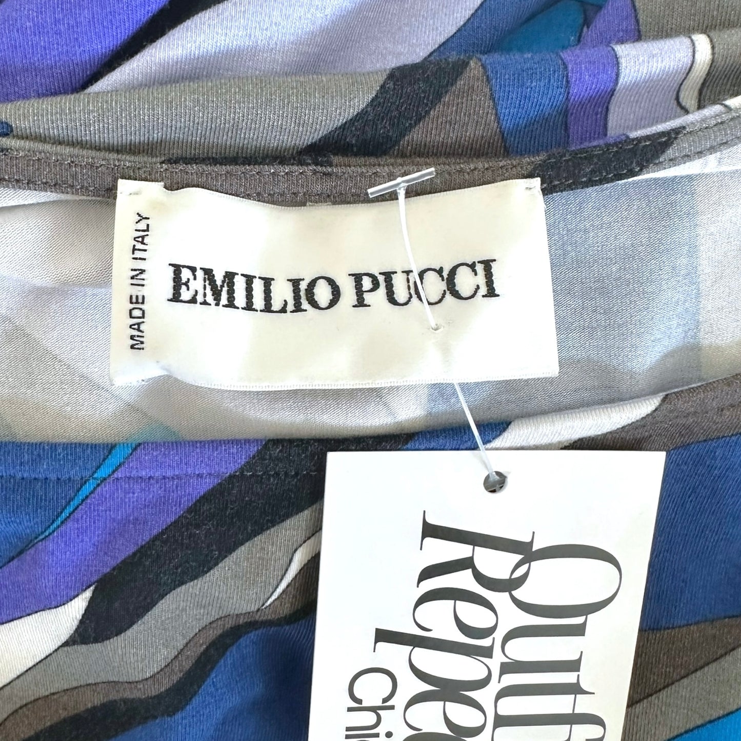 Emilio Pucci Blue Printed Asymmetrical Mini Dress