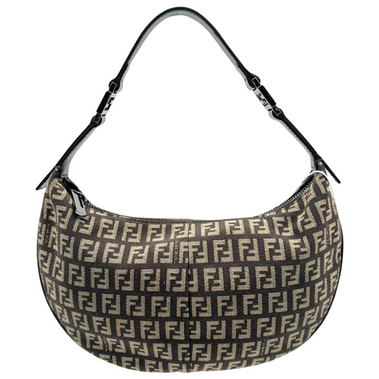 Fendi Crescent Shoulder Bag Brown Tan Zucchino Monogram