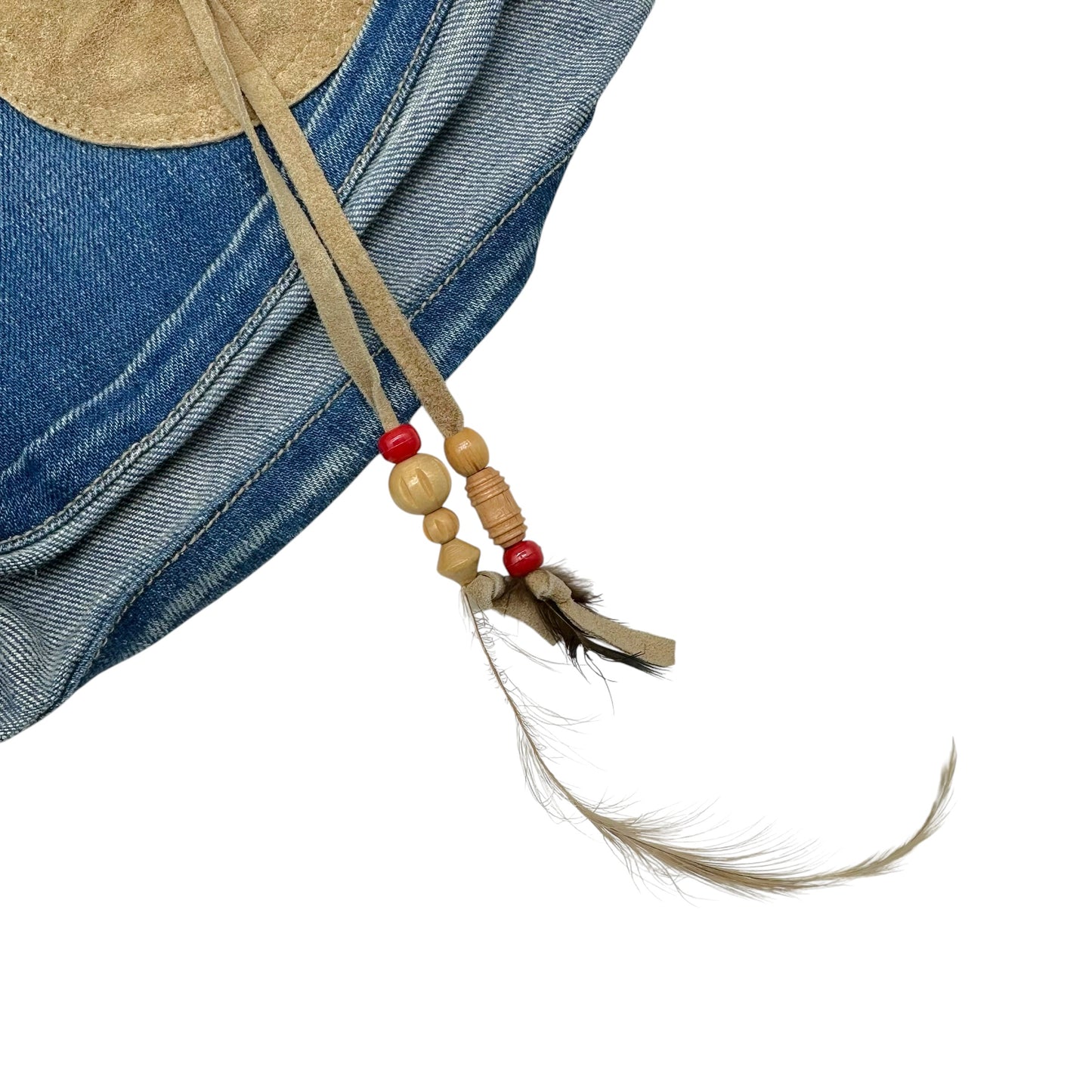 D&G Dolce & Gabbana Denim & Suede Feather Embellished Mini Shorts