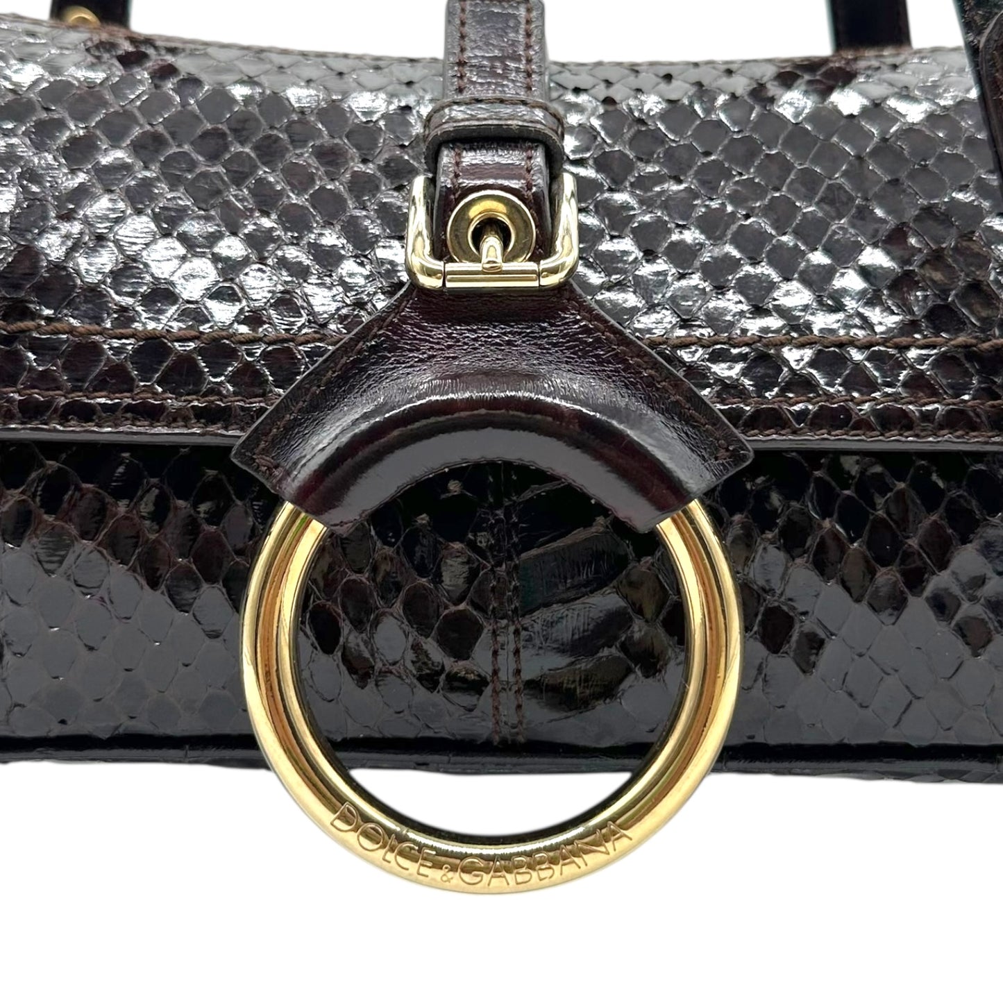 Dolce & Gabbana Brown Python East West Shoulder Bag