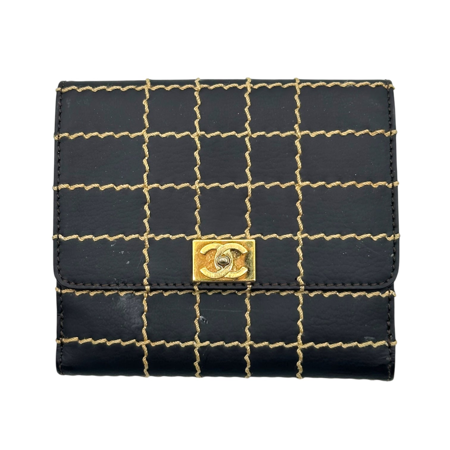 Chanel Wild Stitch Black & Ivory Bi-fold Wallet - Outfit Repeater