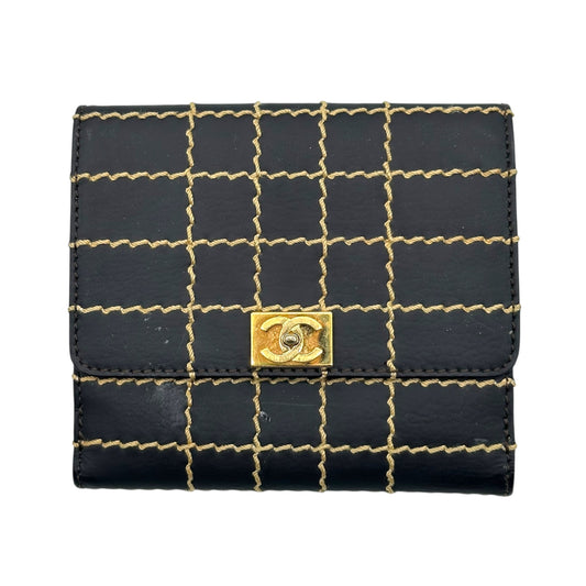 Chanel Wild Stitch Black & Ivory Bi-fold Wallet - Outfit Repeater