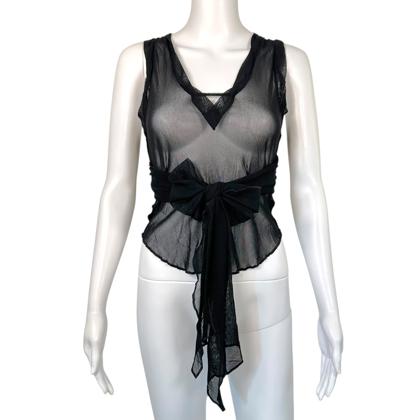 Jean Paul Gaultier Black Mesh Wrap Tank Top