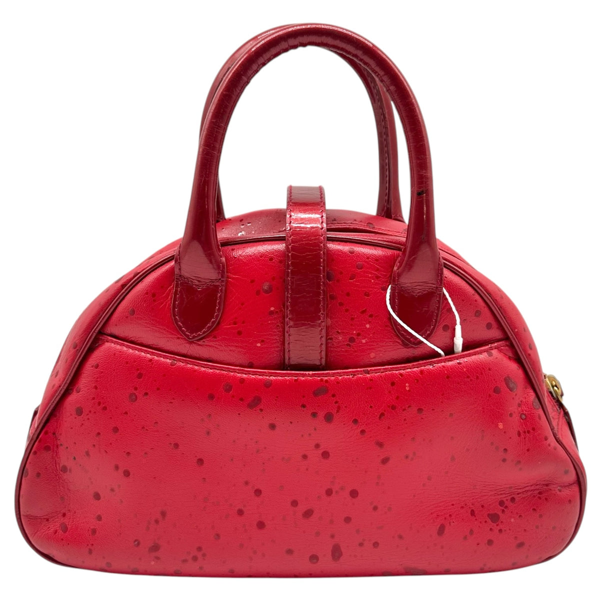 Christian Dior Red Spotted Leather Small Bowler Handbag