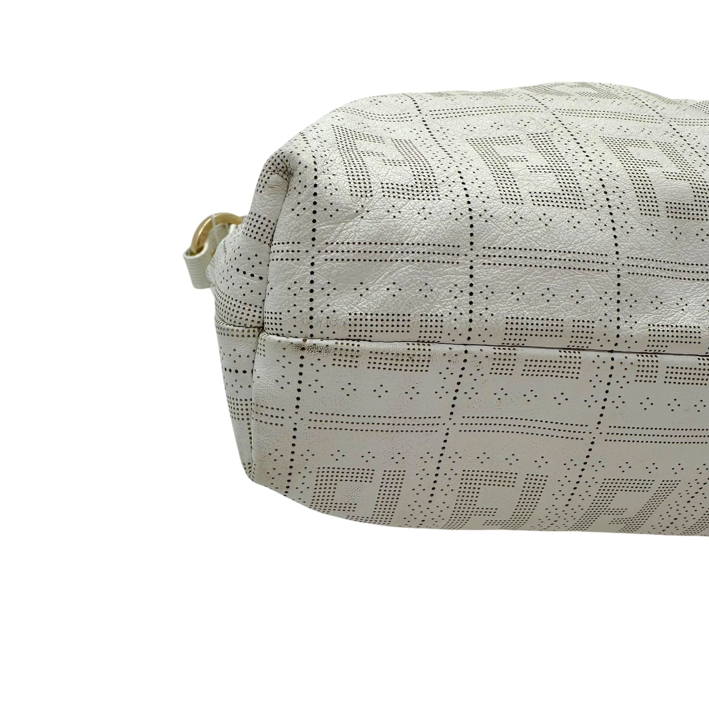 Fendi Large Chef Shoulder Bag White Perforated Leather