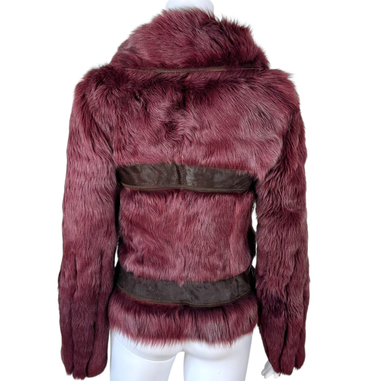 Fendi Burgundy Lambskin & Shearling Reversible Jacket