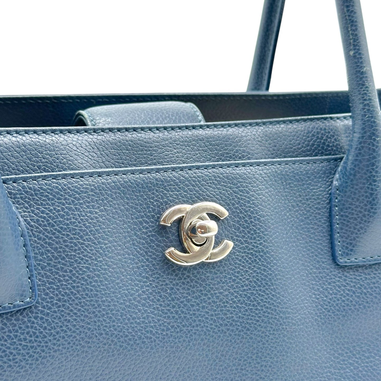 Chanel Blue Leather Small East West Executive Tote Bag