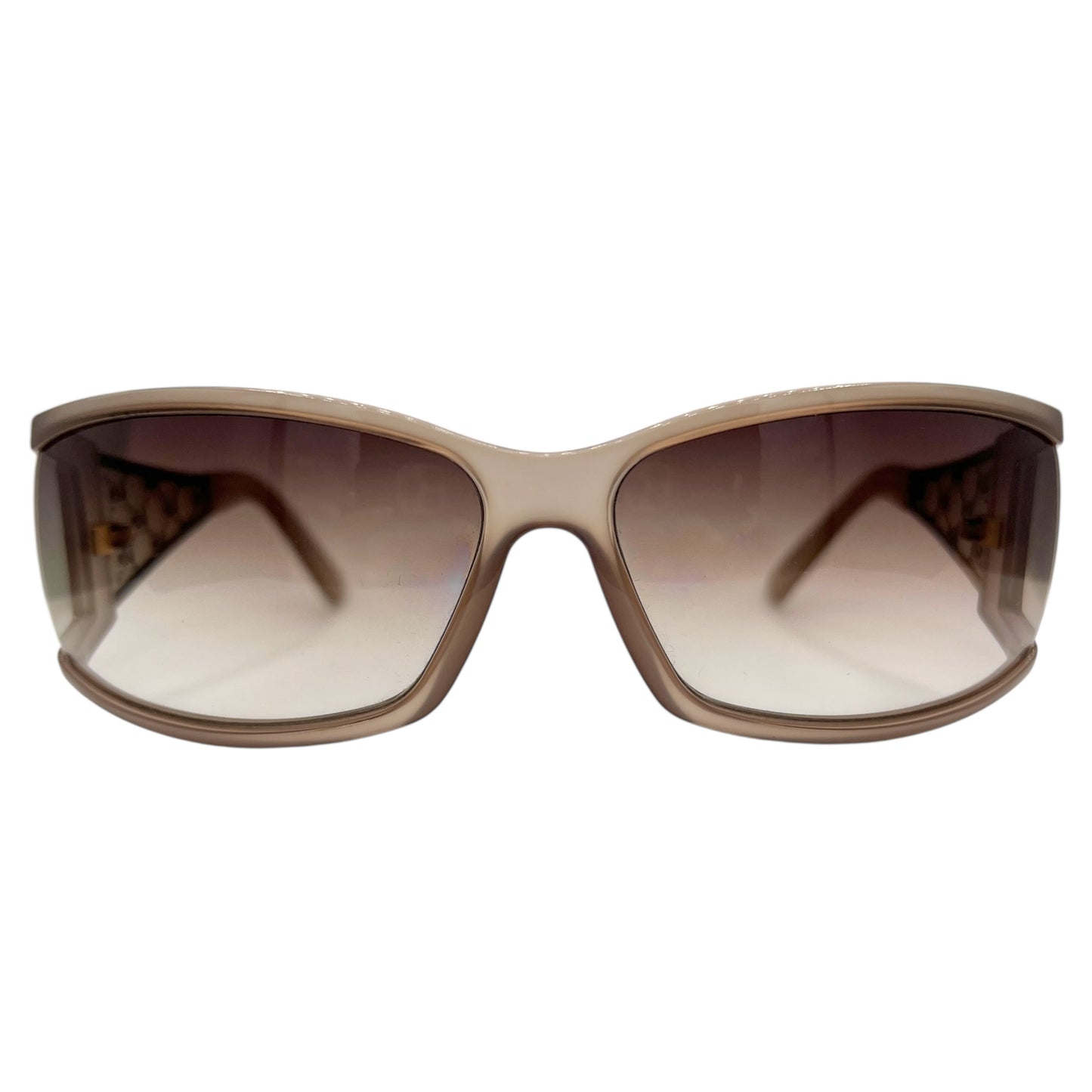 Gucci Taupe & Silver Monogram Arm Rectangle Sunglasses GG2998/S