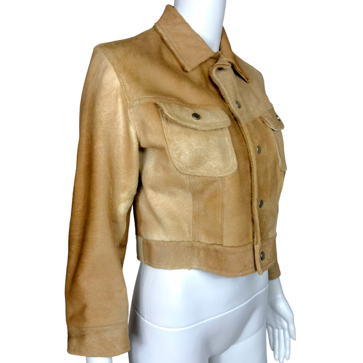 Ralph Lauren Black Label Tan Ponyhair 3/4 Sleeve Jacket