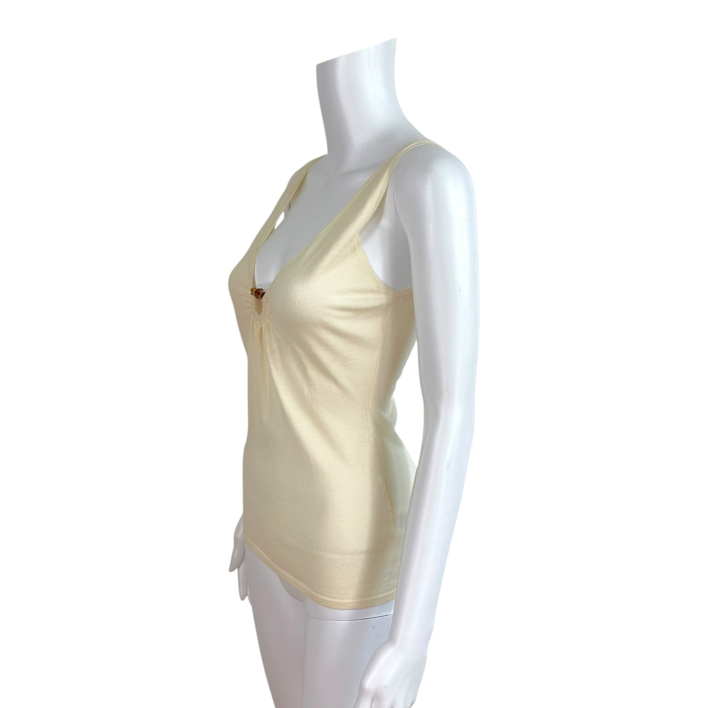 Gucci Ivory Wool Knit V-Neck Tank Top