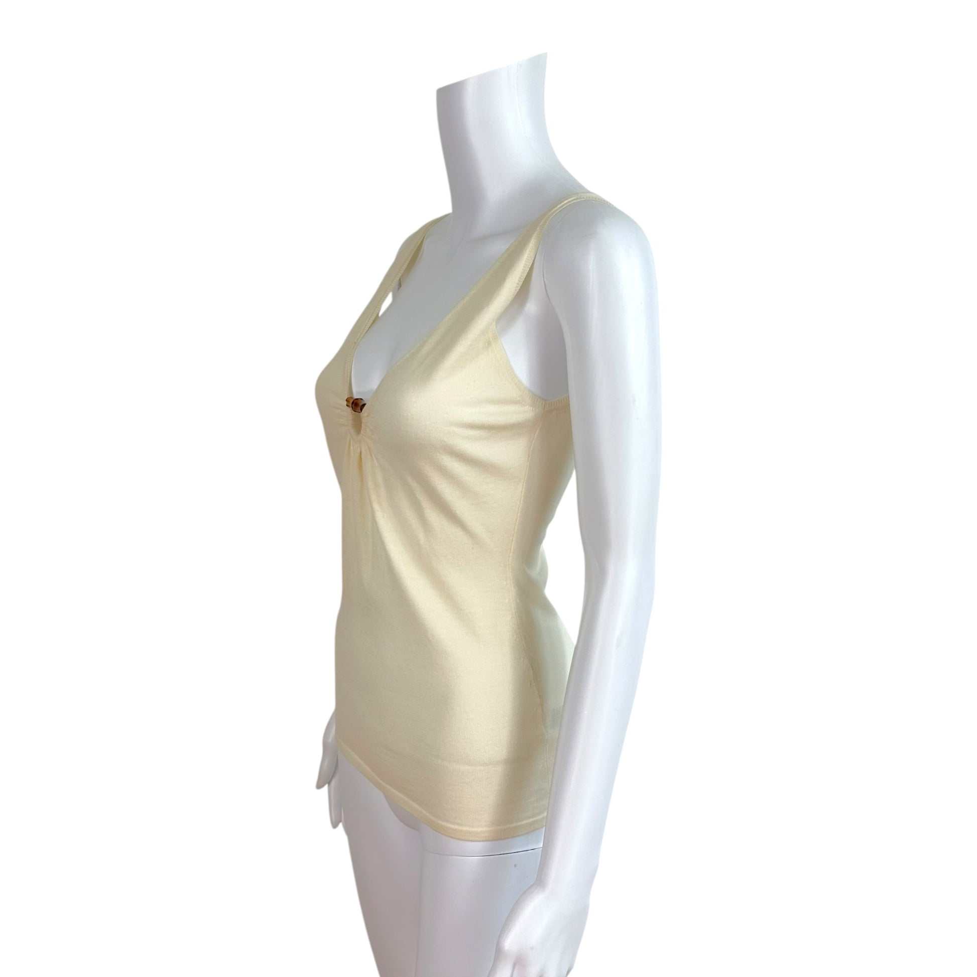 Gucci Ivory Wool Knit V-Neck Tank Top