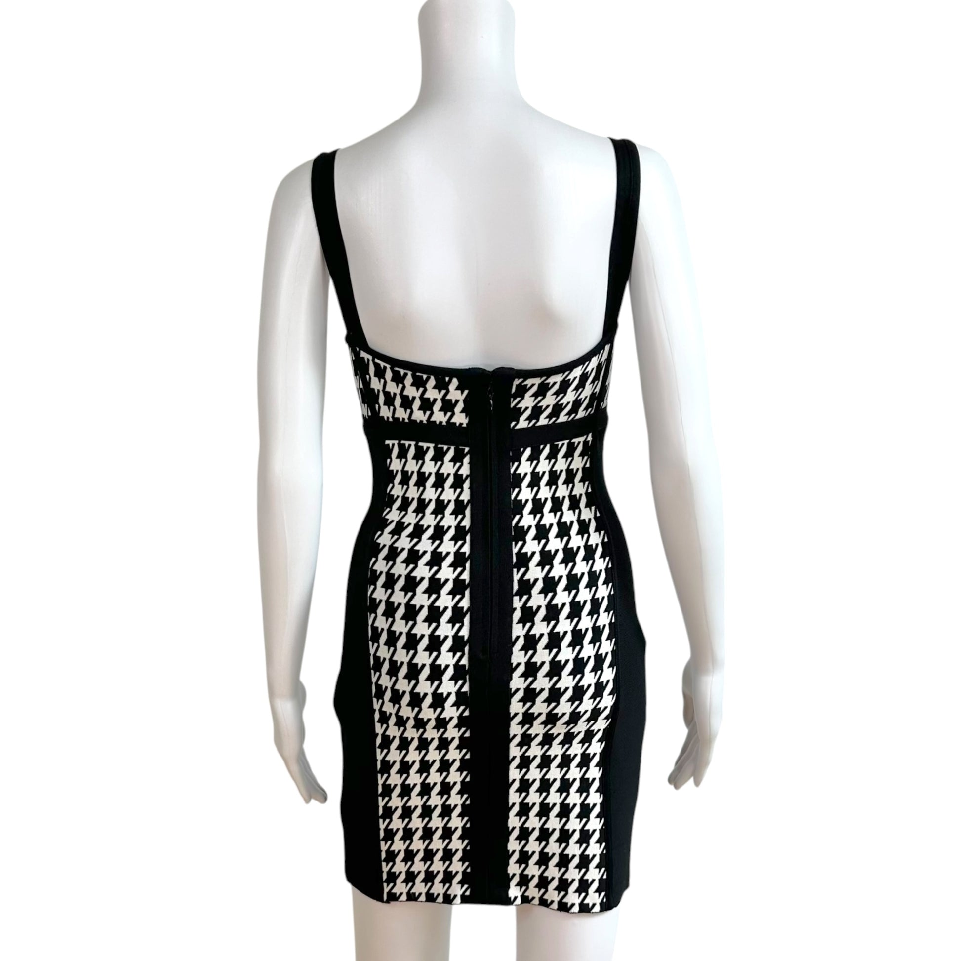 Herve Leger Houndstooth Print Bandage Mini Dress