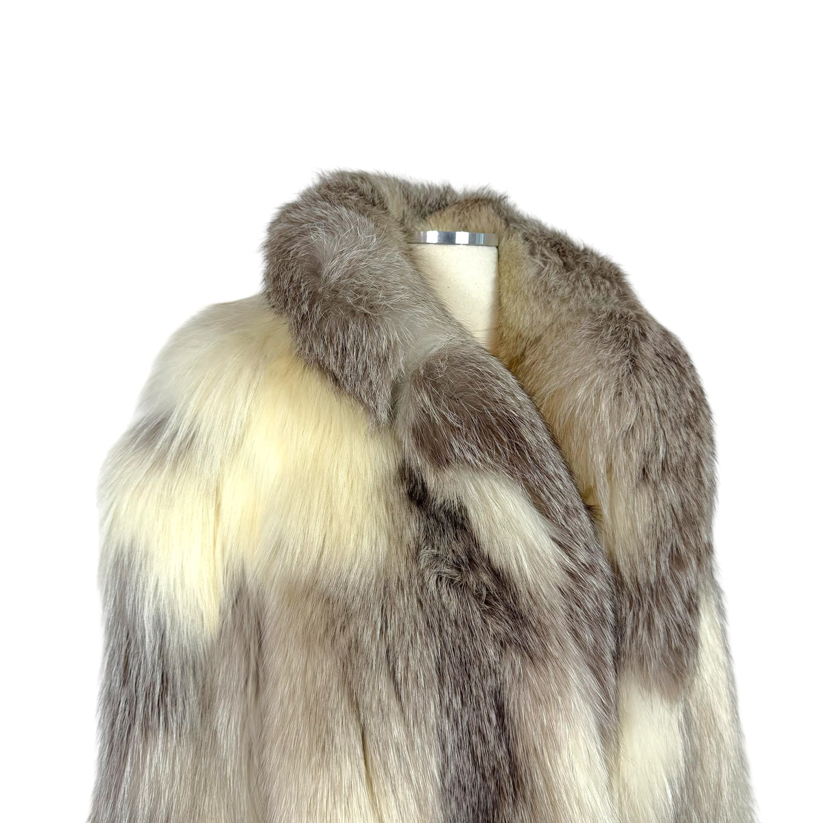 Saga Fox Silver Fox Fur Coat Ivory Gray 1990s Vintage