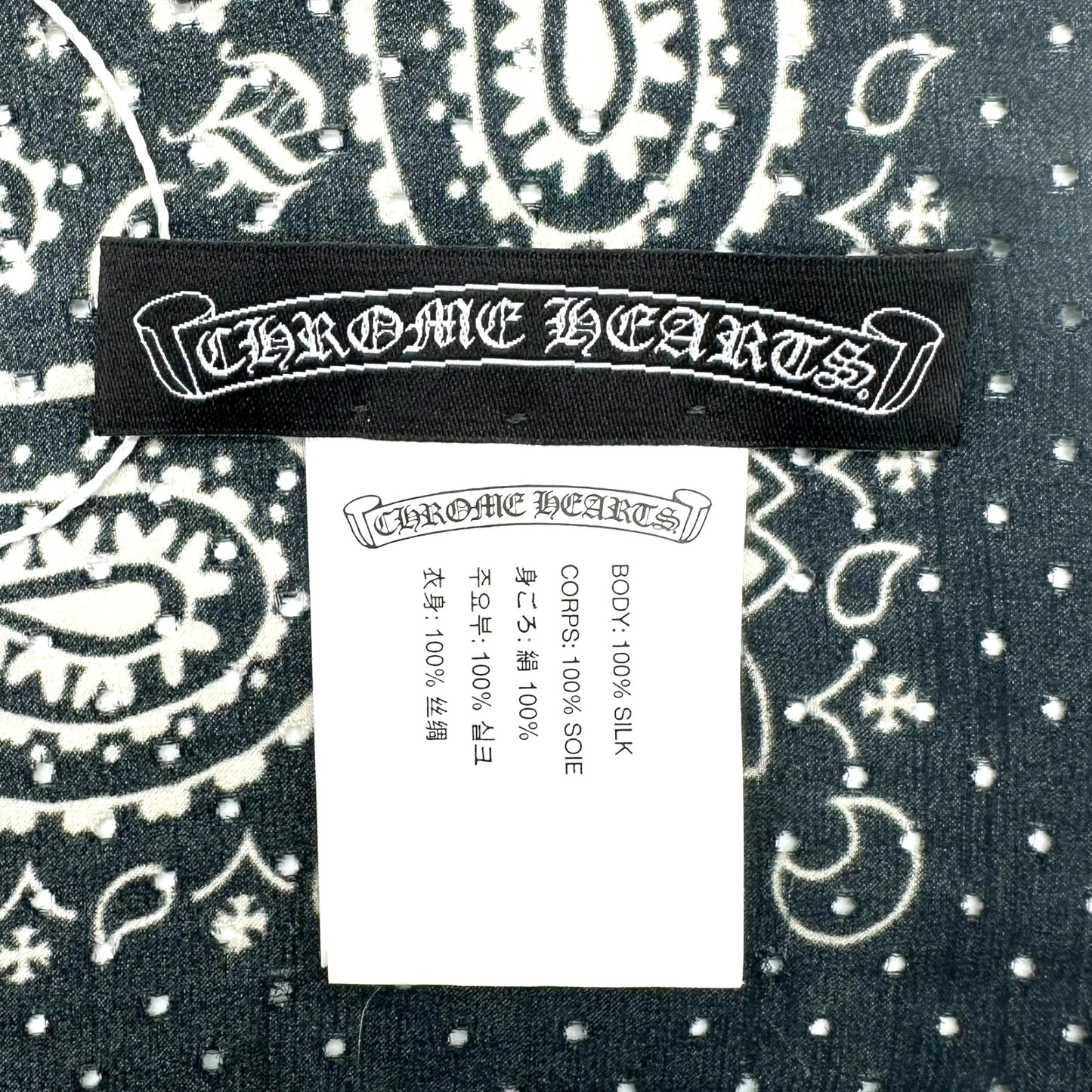 Chrome Hearts Navy Blue Silk Bandana Scarf