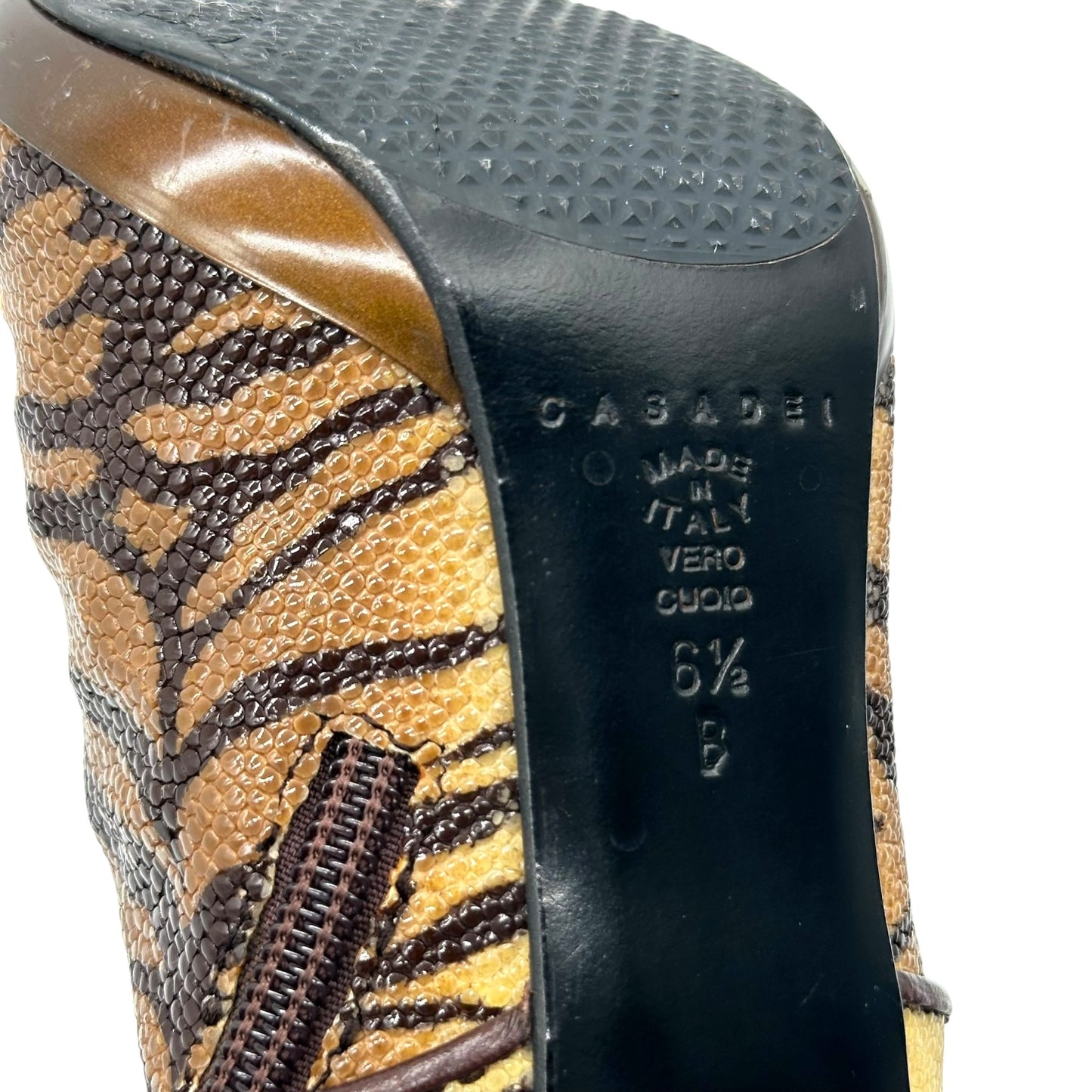 Casadei Tiger Print Stingray Skin Heeled Boots