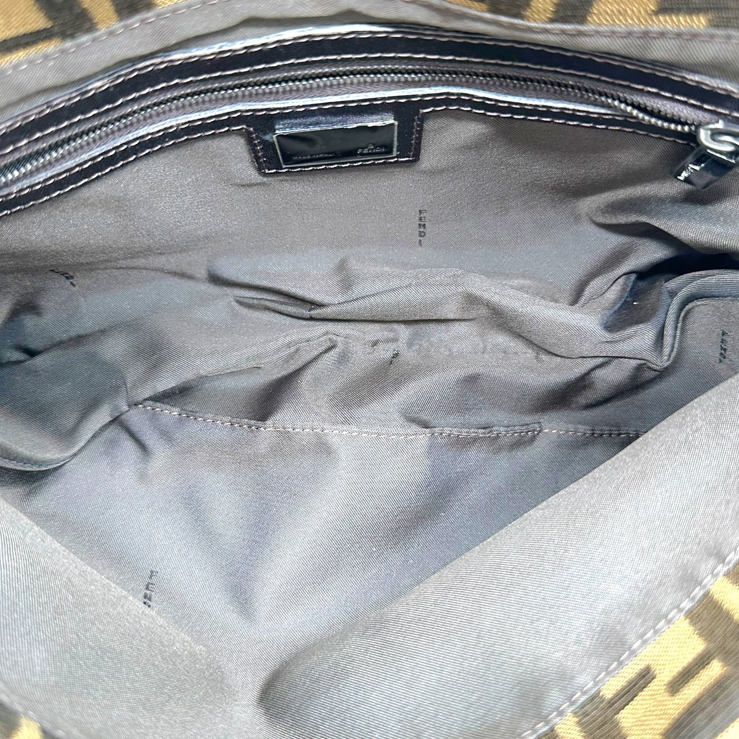 Fendi Large Baguette Bag Zucca Monogram Fold-Over Design