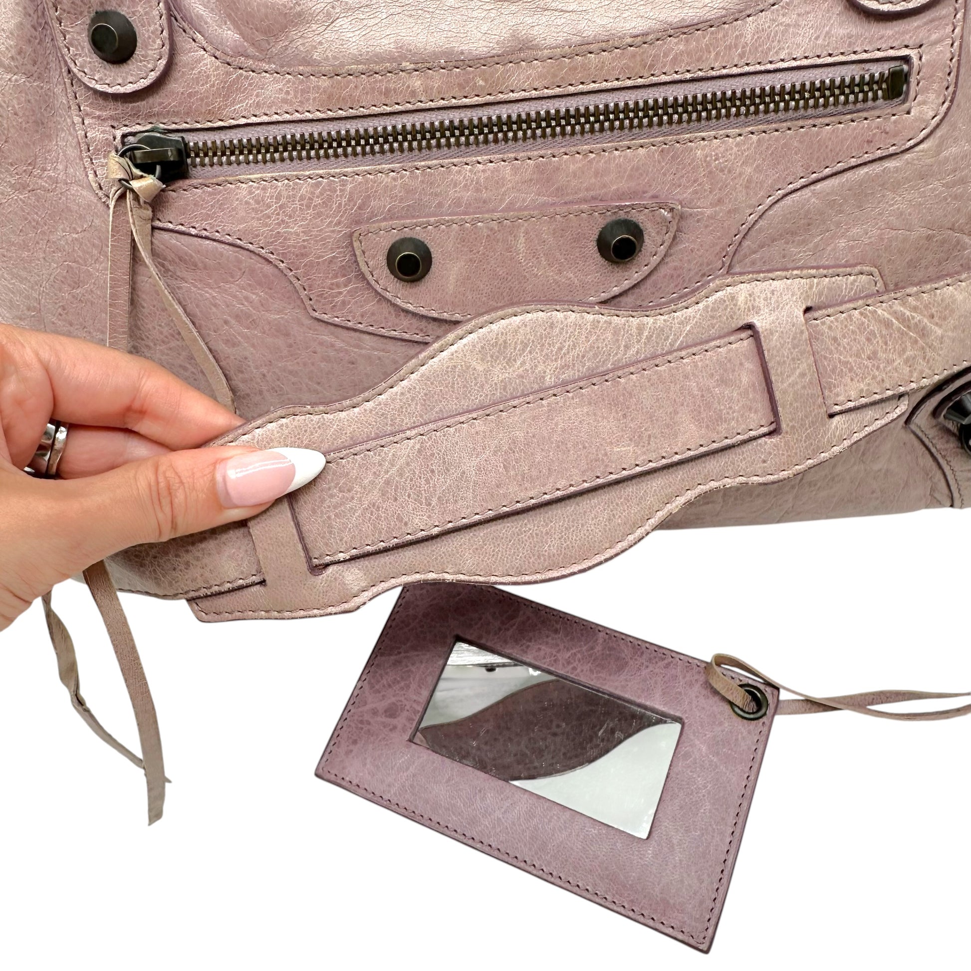 Balenciaga Lavender Leather 2-Way City Bag