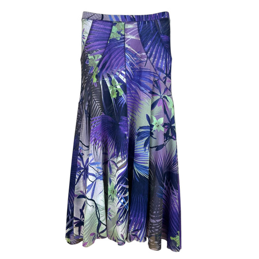 Jean Paul Gaultier Soleil Purple & Green Palm Print Mesh Midi Skirt