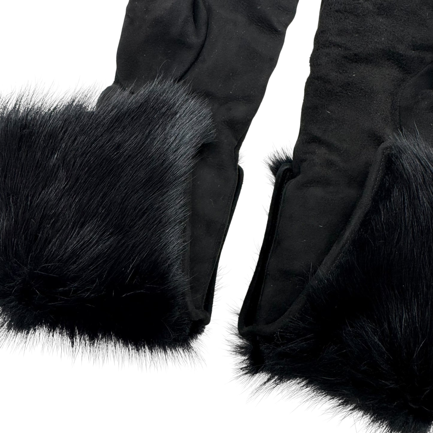 Dolce & Gabbana Black Fur Trim Sheepskin Gloves