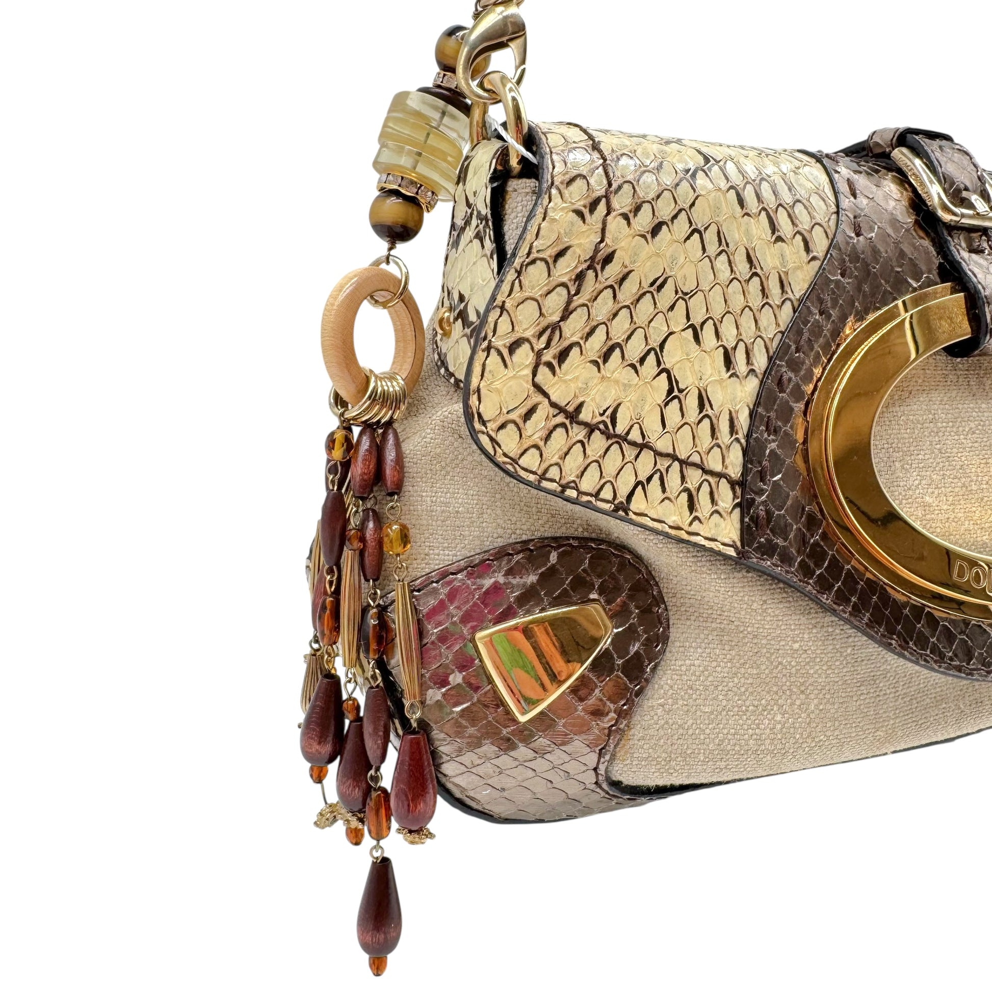 Dolce & Gabbana Python Beaded Shoulder Bag