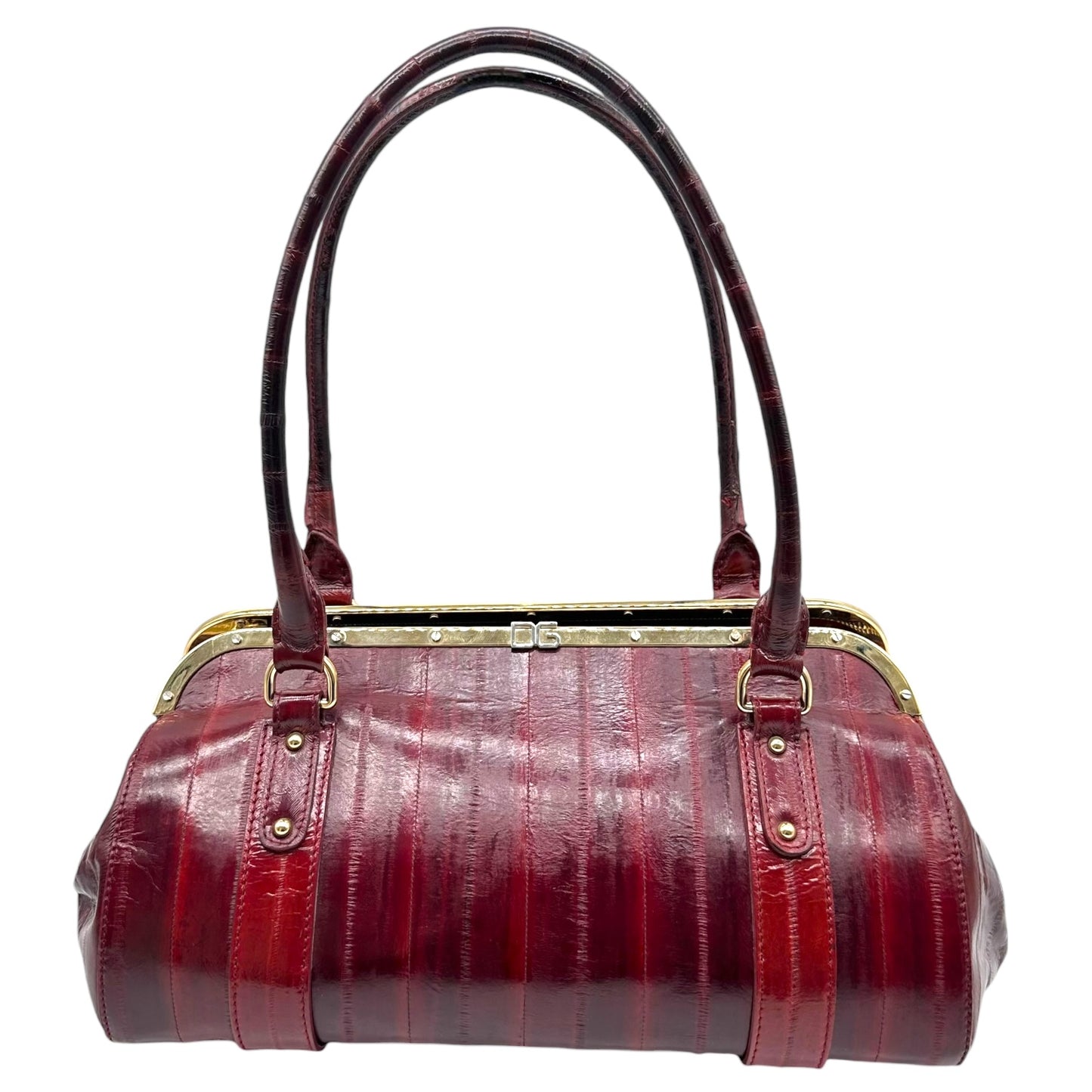 Dolce & Gabbana Burgundy Eel Skin East-West Bowler Bag