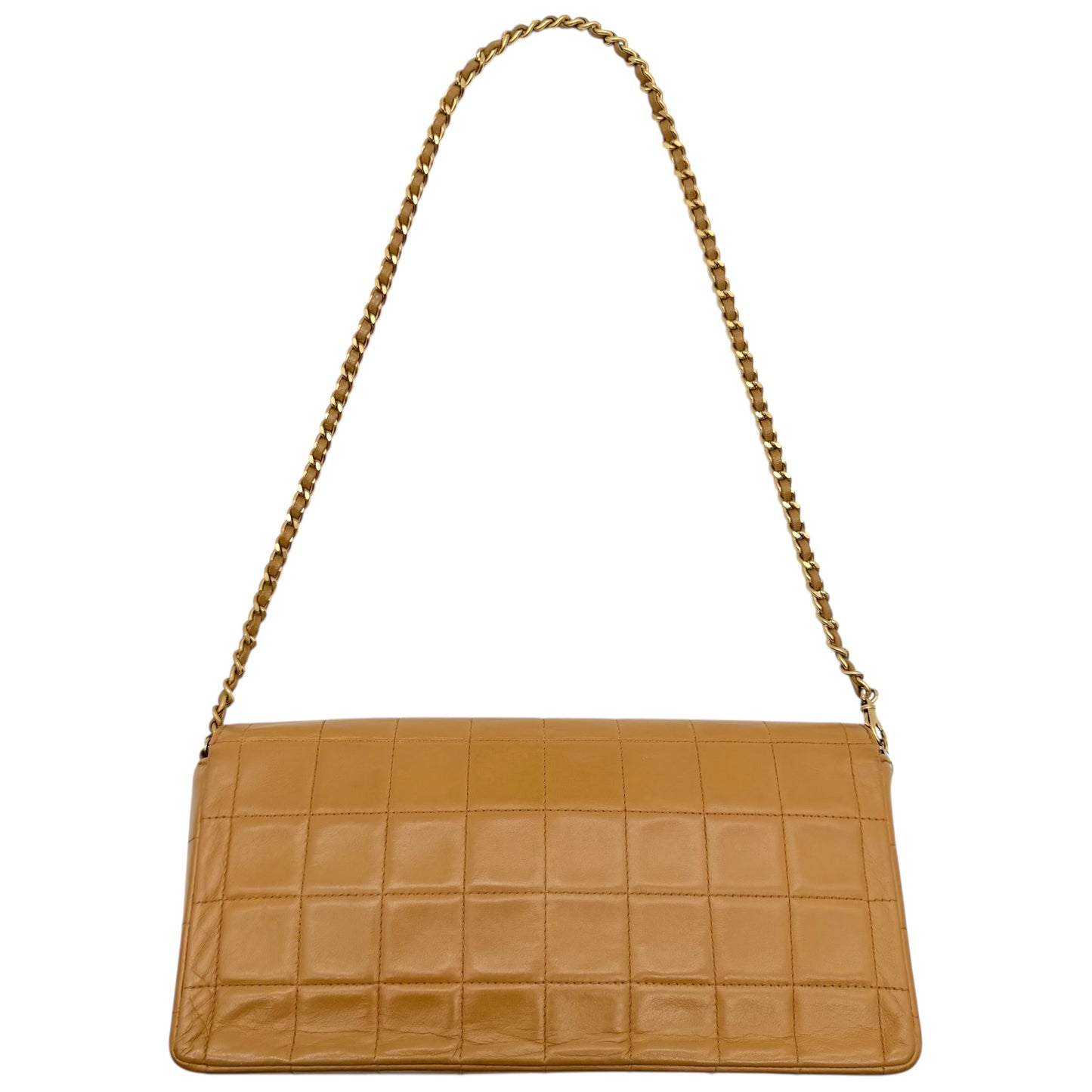Chanel Beige Leather Chocolate Bar East West Flap Clutch Bag 2002-03 - Outfit Repeater