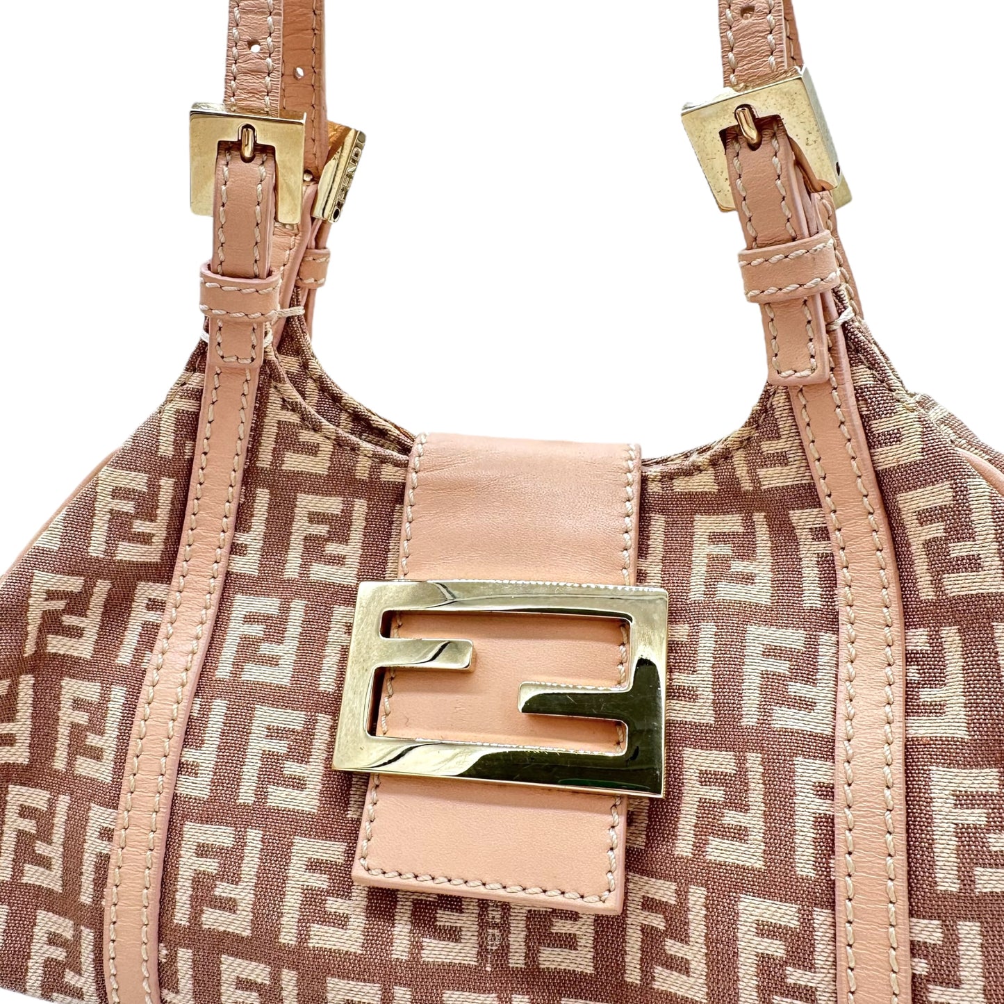 Fendi Pink Zucchino Monogram Mini Baguette Shoulder Bag - Outfit Repeater