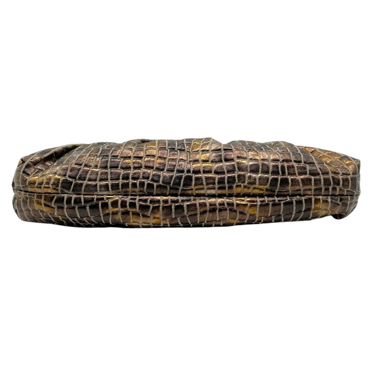 Fendi Brown Metallic 'Croc' Canvas Embossed Medium Chef Bag