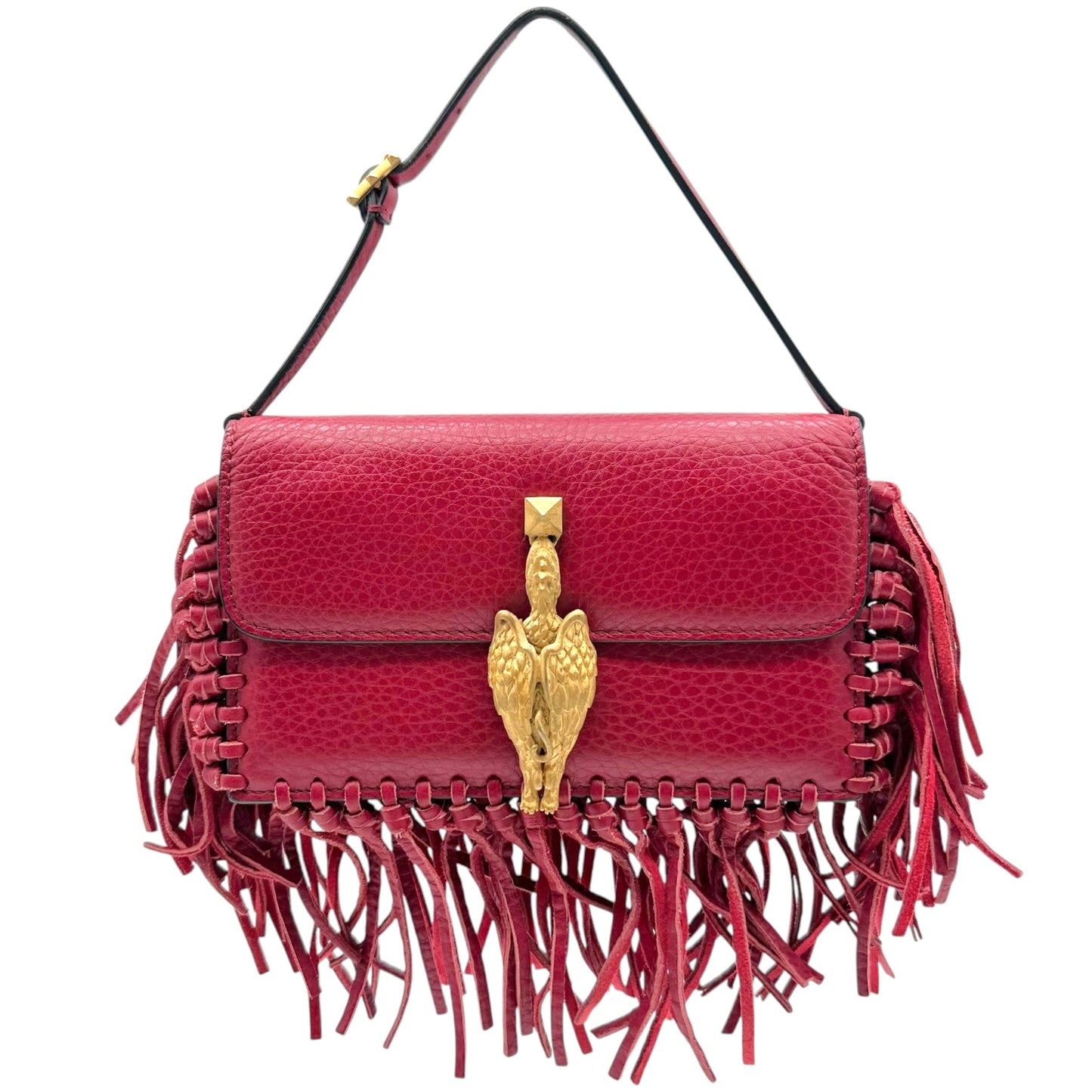 Valentino Red Fringe Trim Handbag