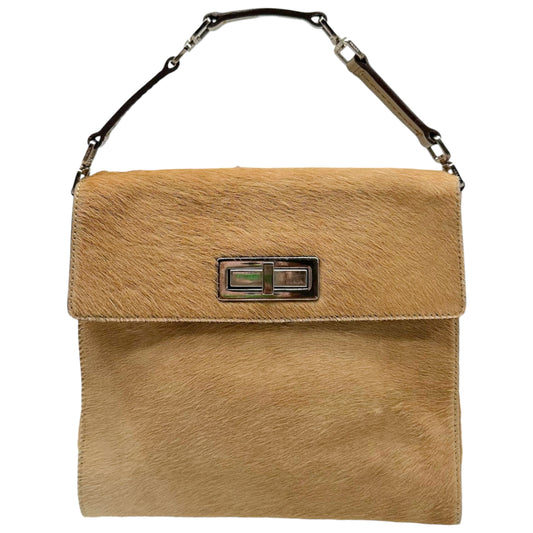 Prada Tan Ponyhair Turnlock Handbag