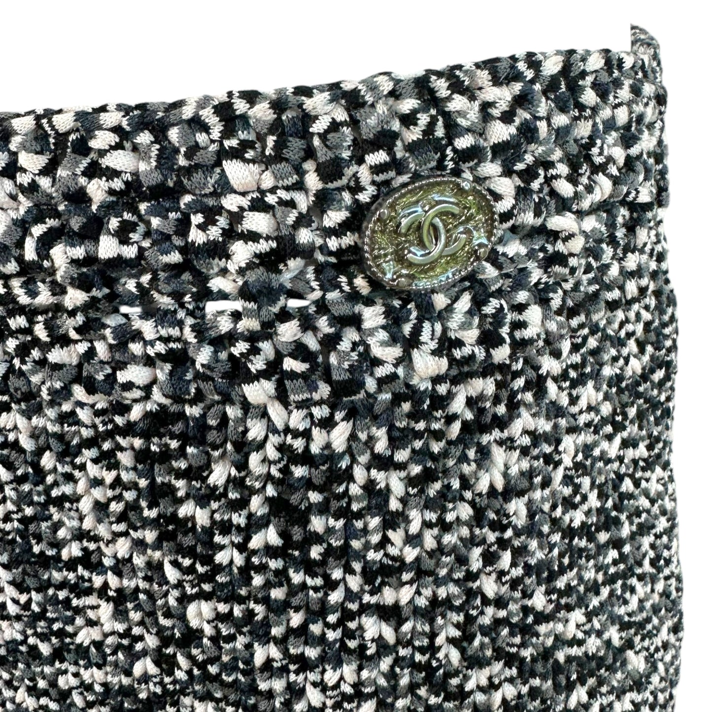 Chanel Black & White Scalloped Hem Cotton Knit Mini Skirt