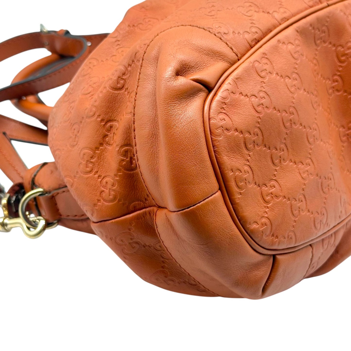 Gucci Orange Embossed Monogram Sukey Tote Bag