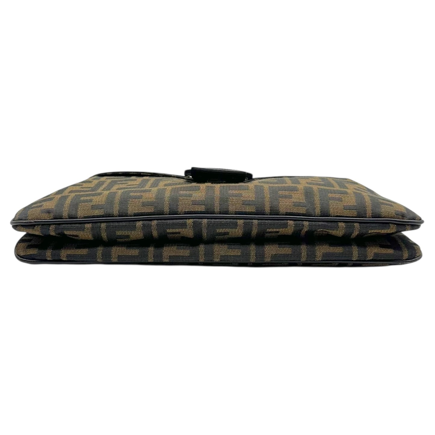 Fendi Brown Zucca Monogram Fold-Over Baguette Bag