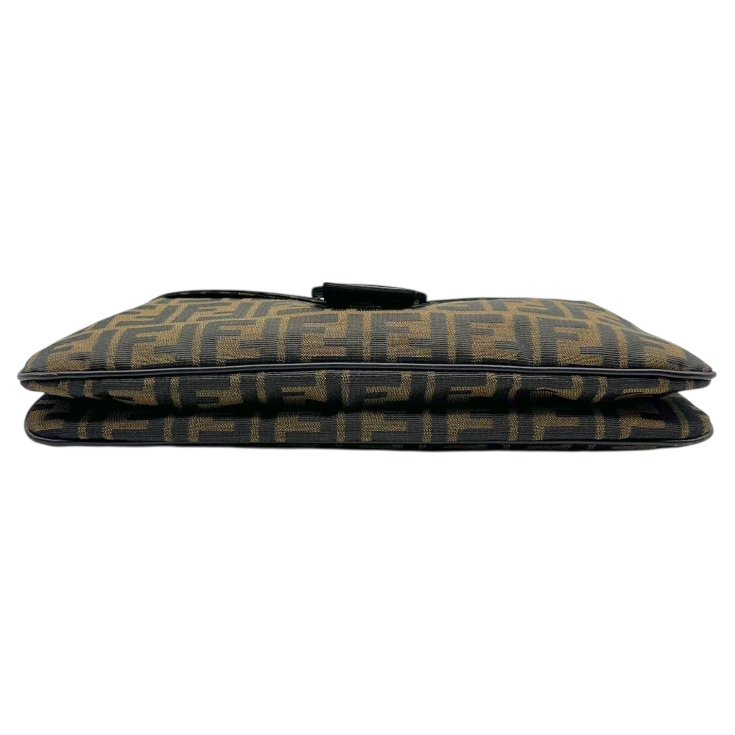 Fendi Brown Zucca Monogram Fold-Over Baguette Bag
