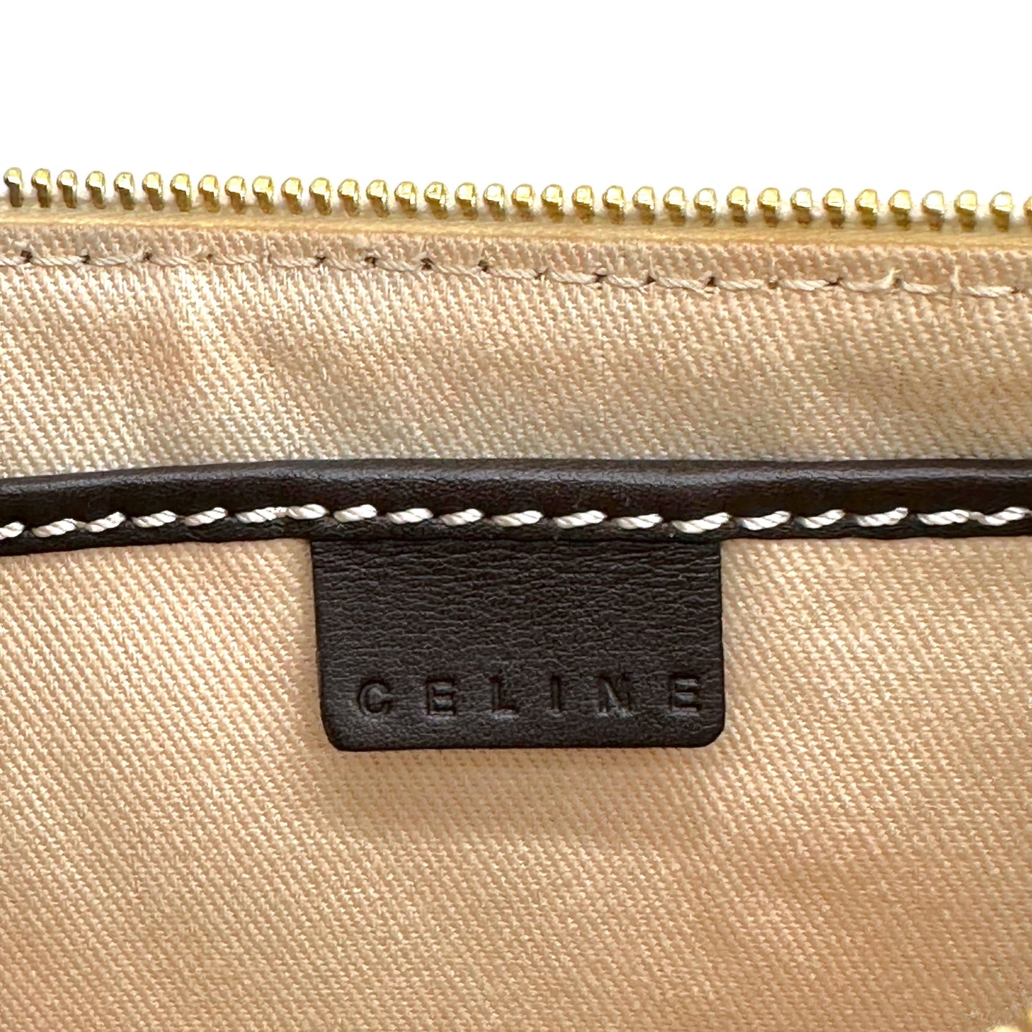 Celine White Triomphe Monogram Pochette Bag