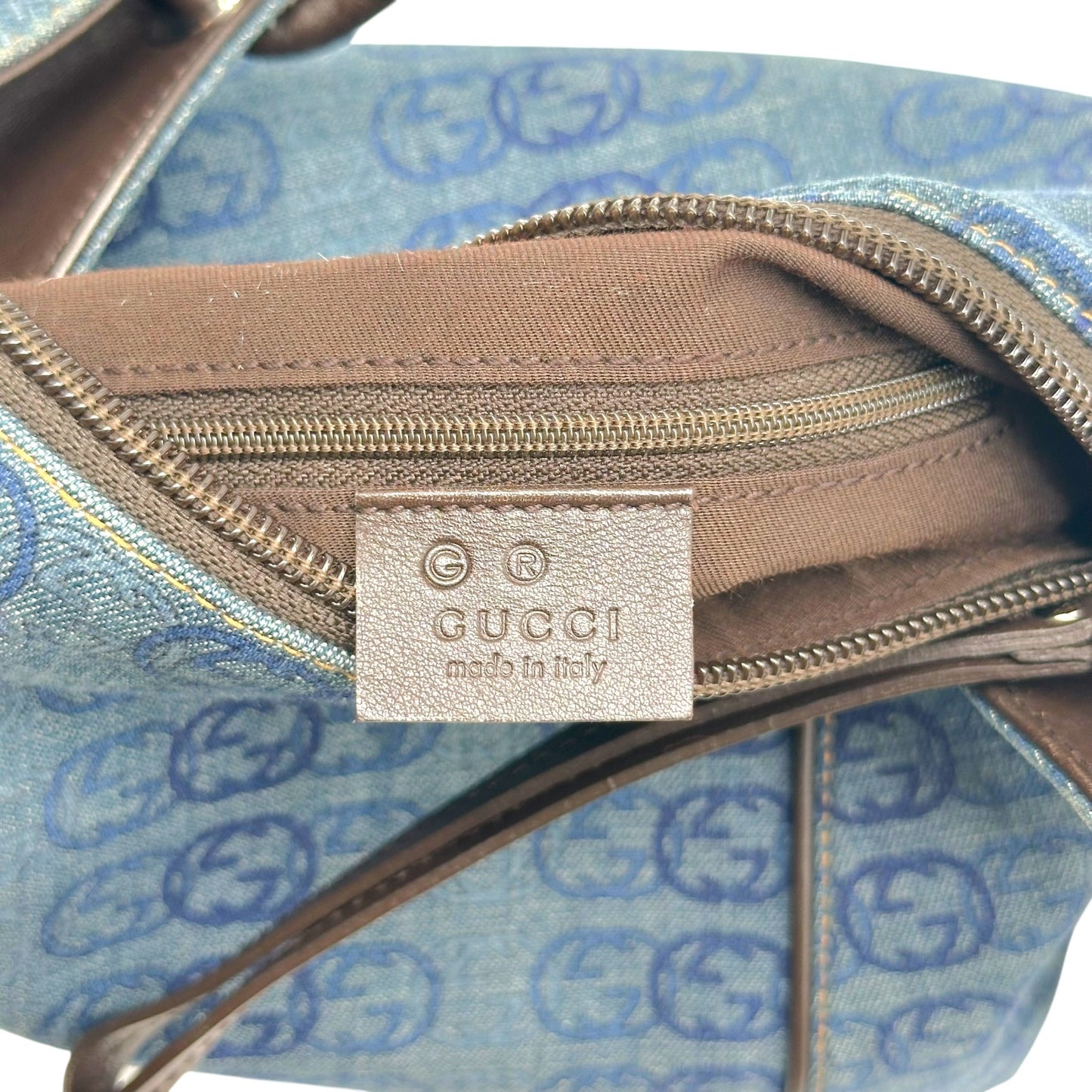 Gucci Denim Monogram Mini Hobo Shoulder Bag