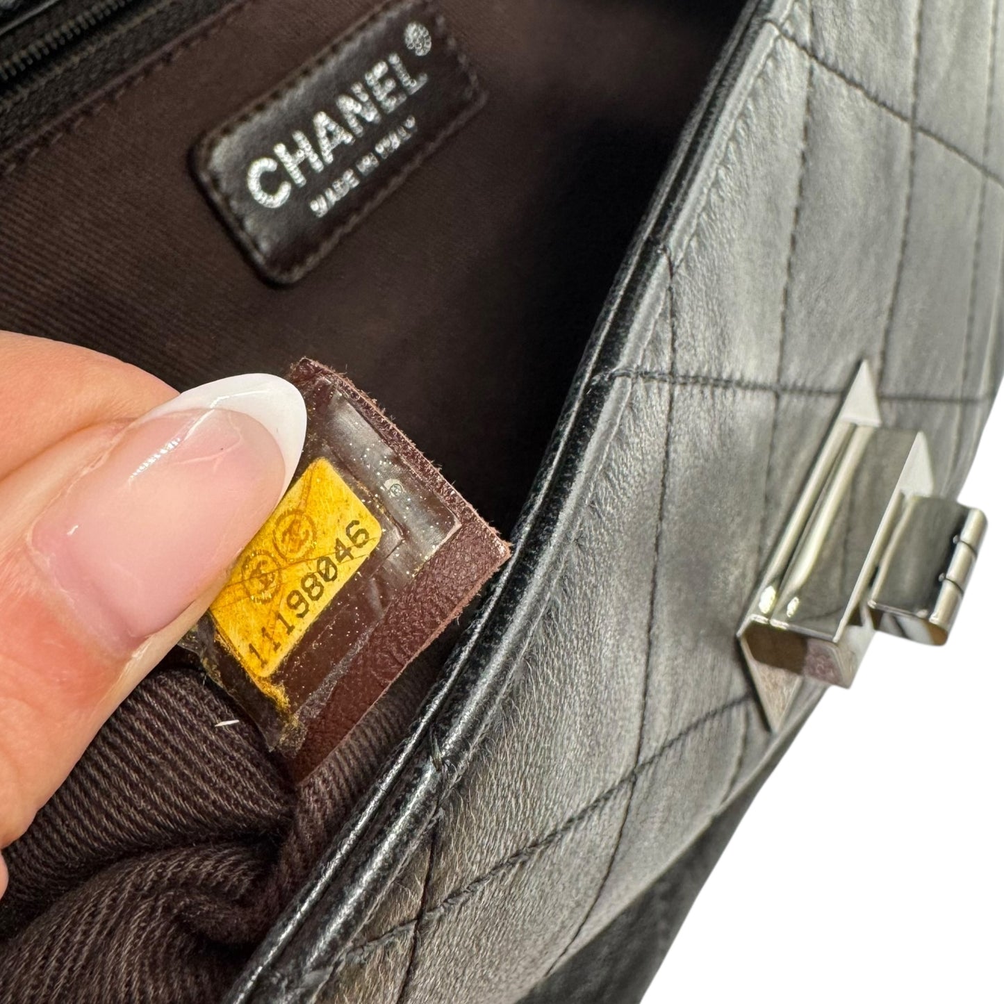 Chanel Gray & Black Matelasse Lambskin Adjustable Shoulder Flap Bag 2006-08 - Outfit Repeater