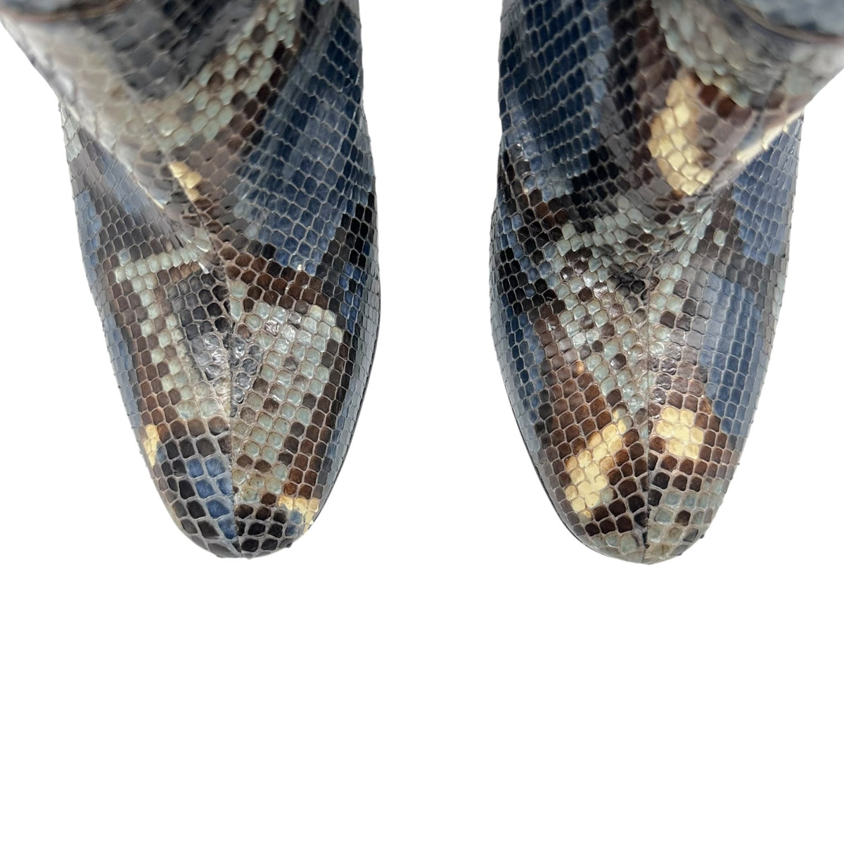 Valentino Garavani Blue & Gray Python Heeled Knee High Boots